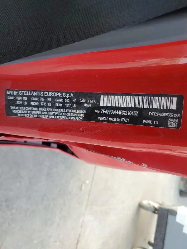 2024 FIAT 500 E RED  