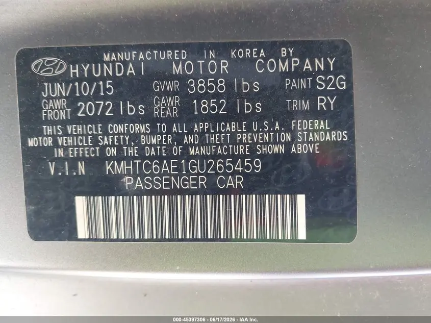 2016 HYUNDAI VELOSTER TURBO