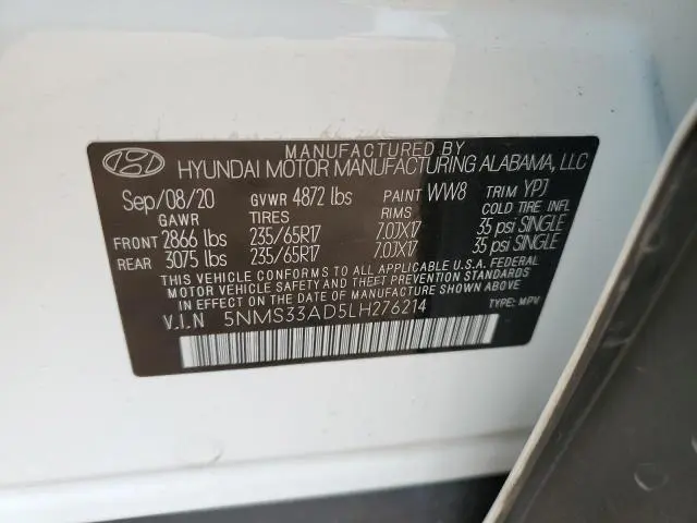 2020 HYUNDAI SANTA FE SEL