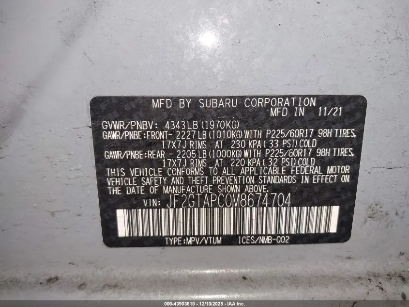 2021 SUBARU CROSSTREK PREMIUM