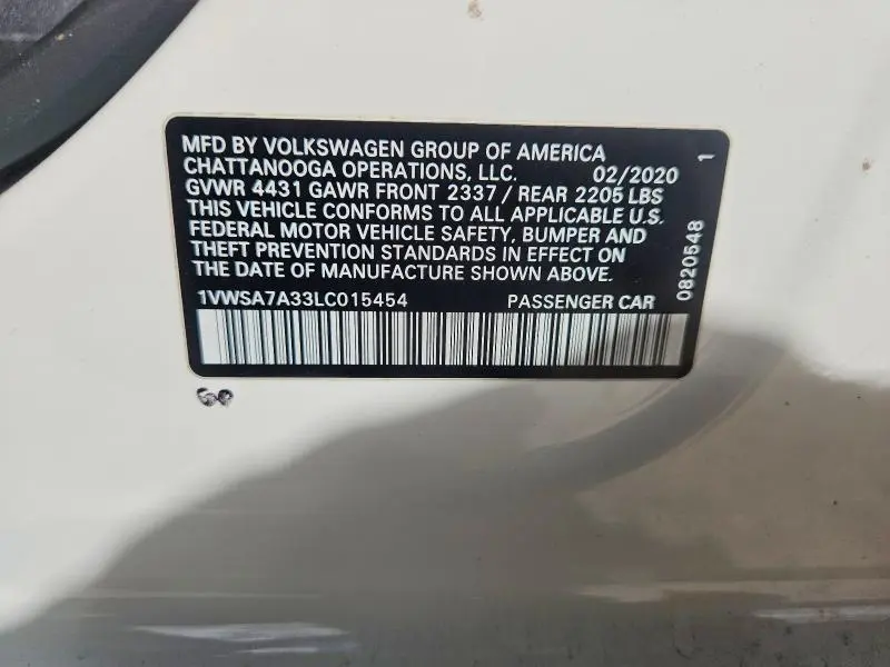 2020 VOLKSWAGEN PASSAT SE  