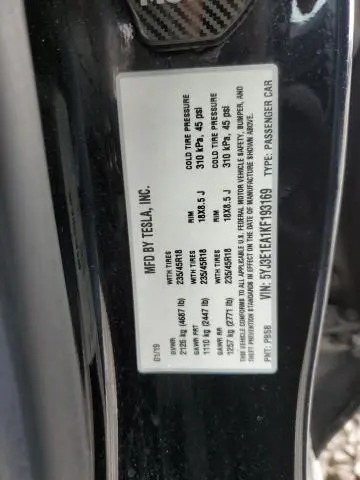2019 TESLA MODEL 3   