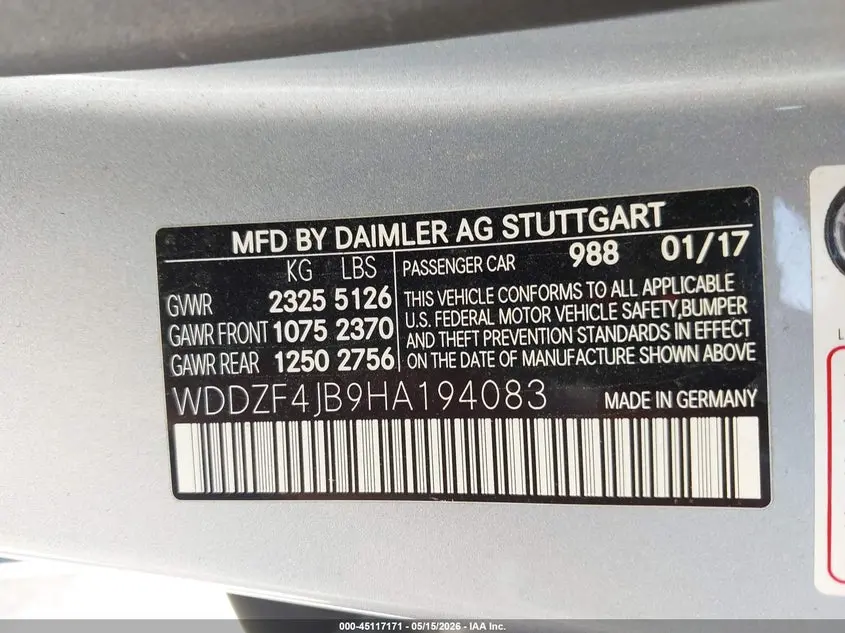 2017 MERCEDES-BENZ E 300  
