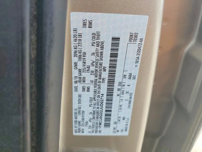 2018 FORD ESCAPE SE  