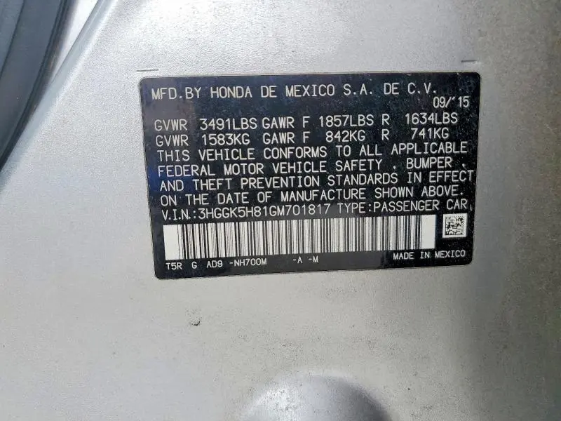 2016 HONDA FIT EX  