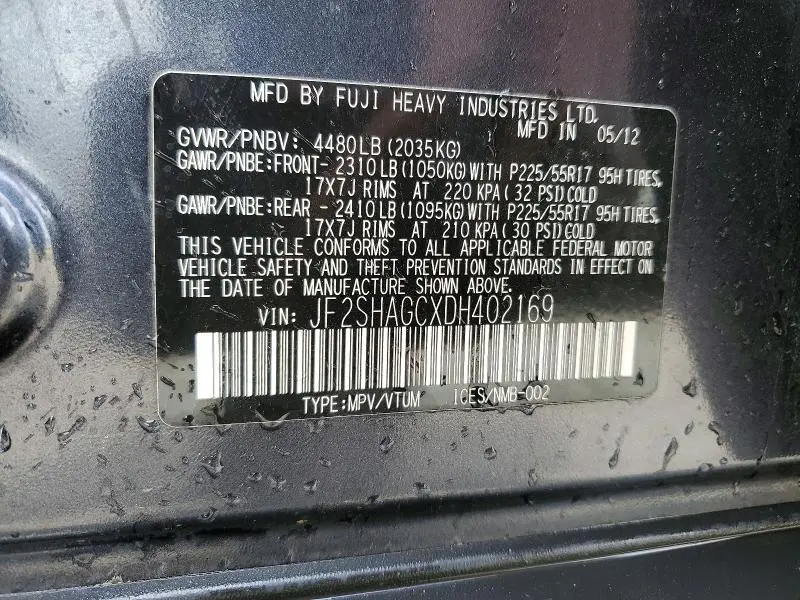 2013 SUBARU FORESTER TOURING  