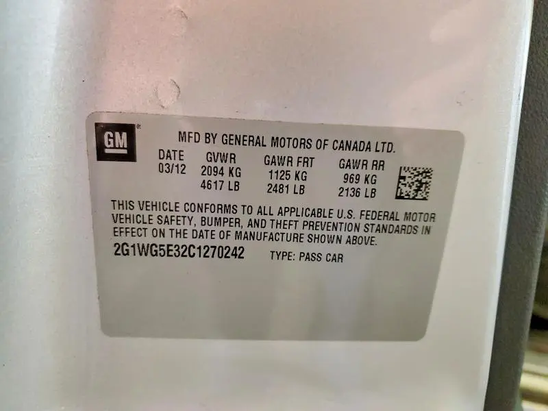 2012 CHEVROLET IMPALA LT  
