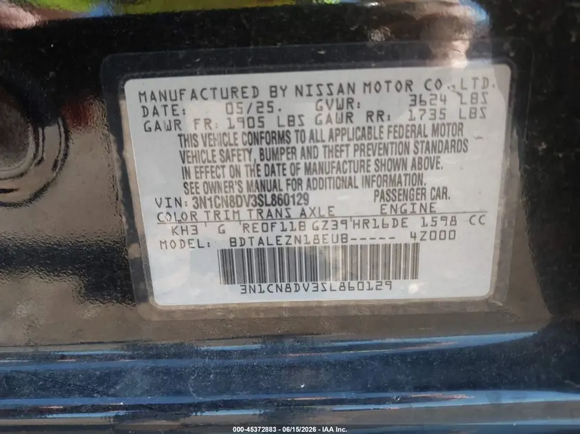 2025 NISSAN VERSA 1.6 S