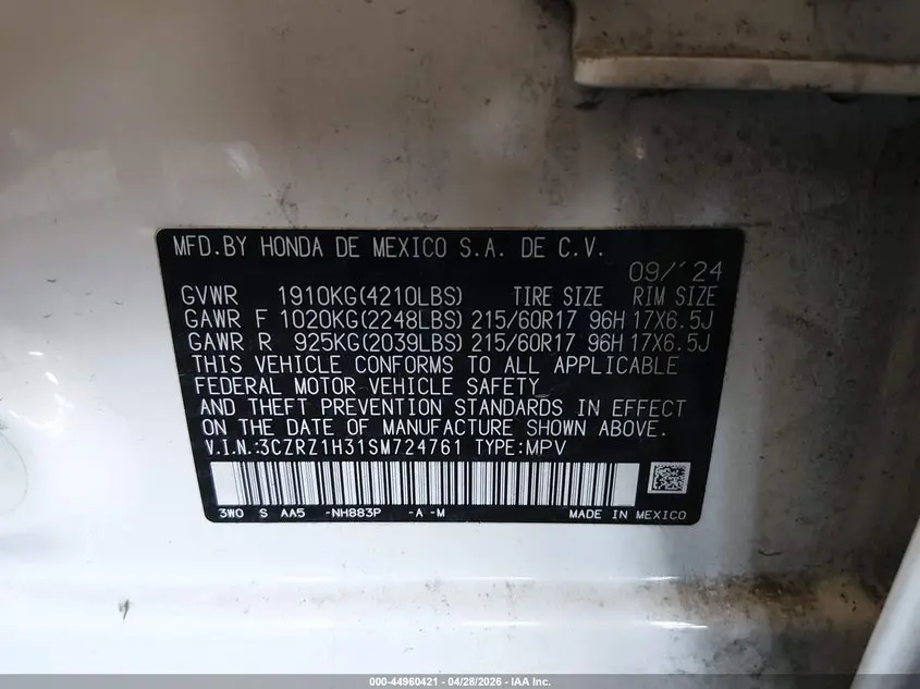 2025 HONDA HR-V 2WD LX