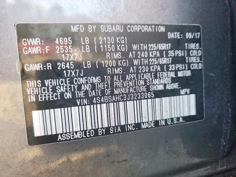 2018 SUBARU OUTBACK 2.5I PREMIUM  