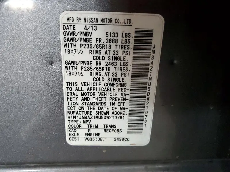 2013 NISSAN MURANO S  
