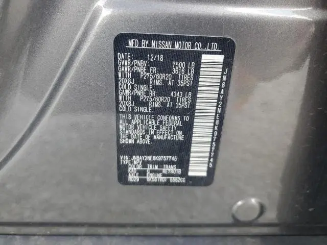 2019 NISSAN ARMADA PLATINUM  