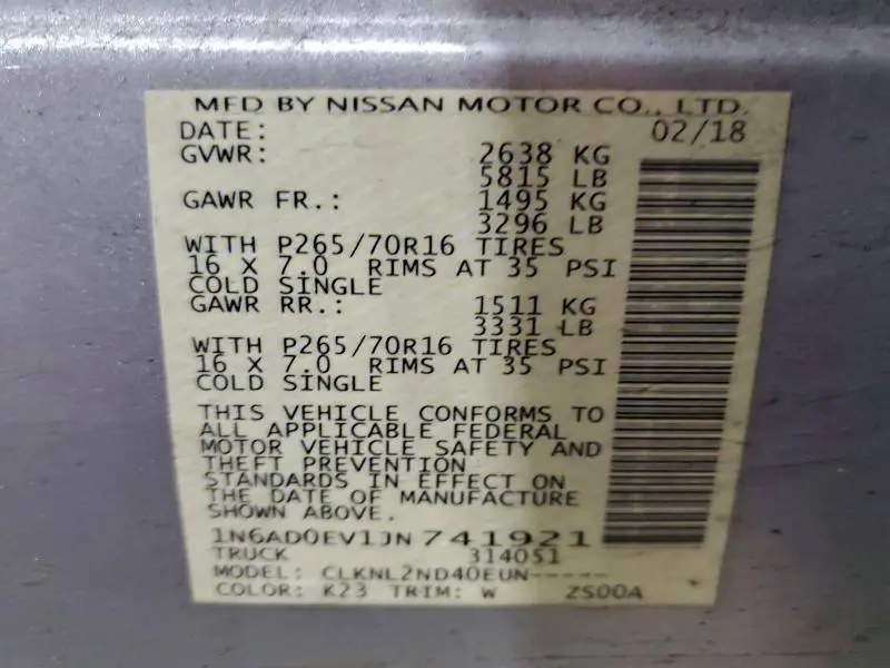 2018 NISSAN FRONTIER S  