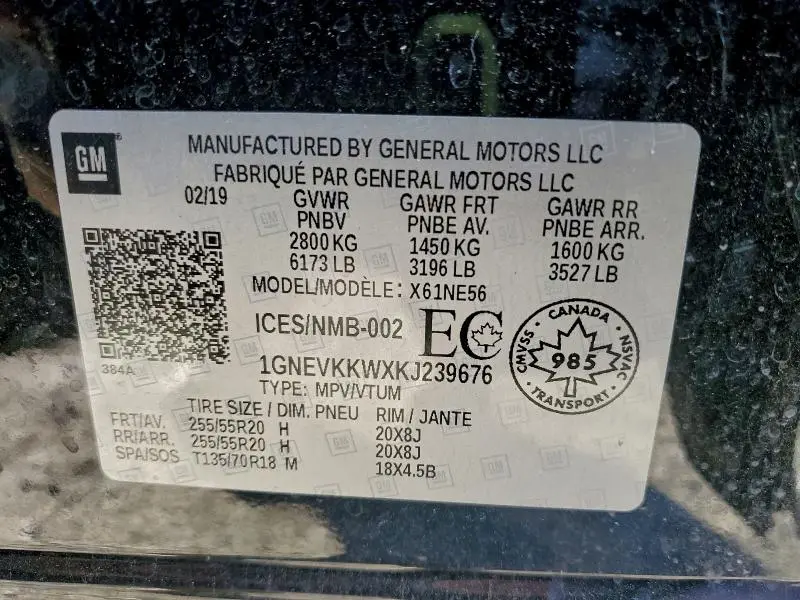 2019 CHEVROLET TRAVERSE PREMIER  