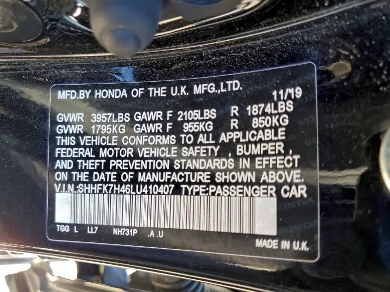 2020 HONDA CIVIC SPORT  