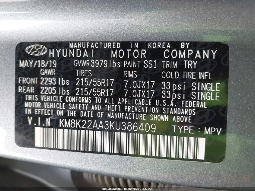 2019 HYUNDAI KONA SEL