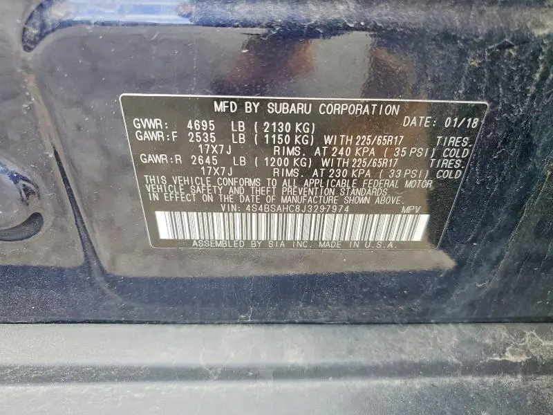 2018 SUBARU OUTBACK 2.5I PREMIUM  