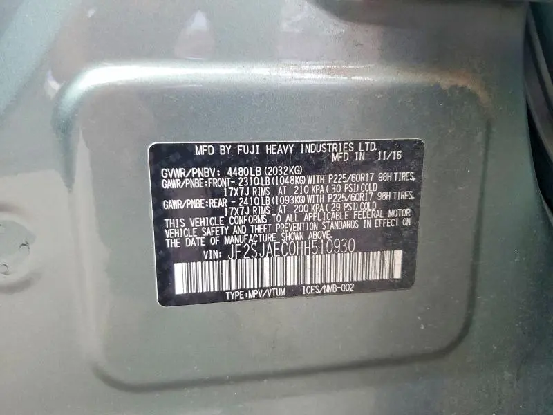 2017 SUBARU FORESTER 2.5I PREMIUM  