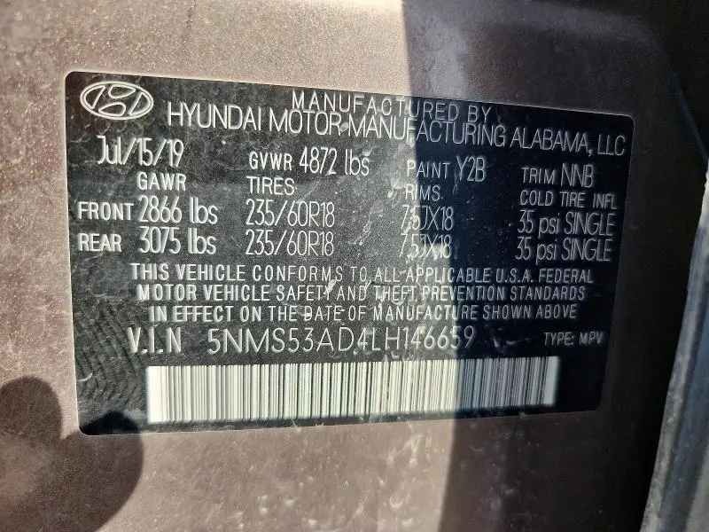 2020 HYUNDAI SANTA FE LIMITED  