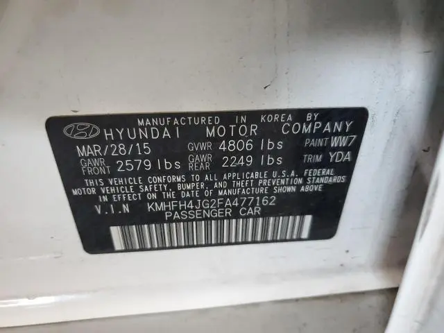 2015 HYUNDAI AZERA LIMITED  