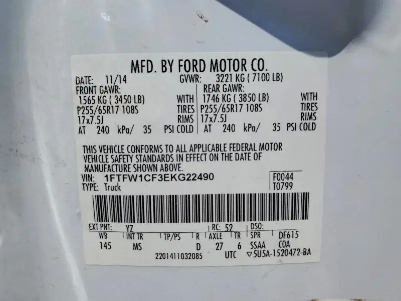2014 FORD F150 SUPERCREW  