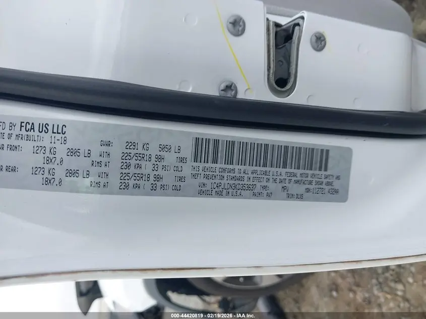 2019 JEEP CHEROKEE LIMITED FWD