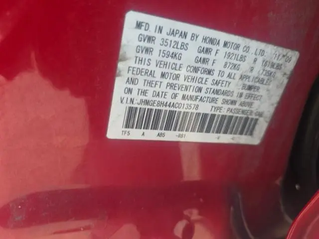 2010 HONDA FIT SPORT  