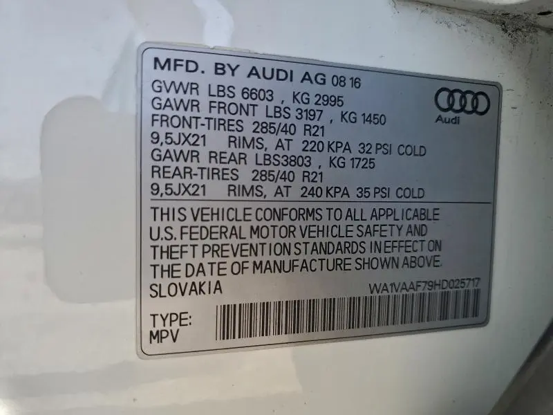 2017 AUDI Q7 PRESTIGE  