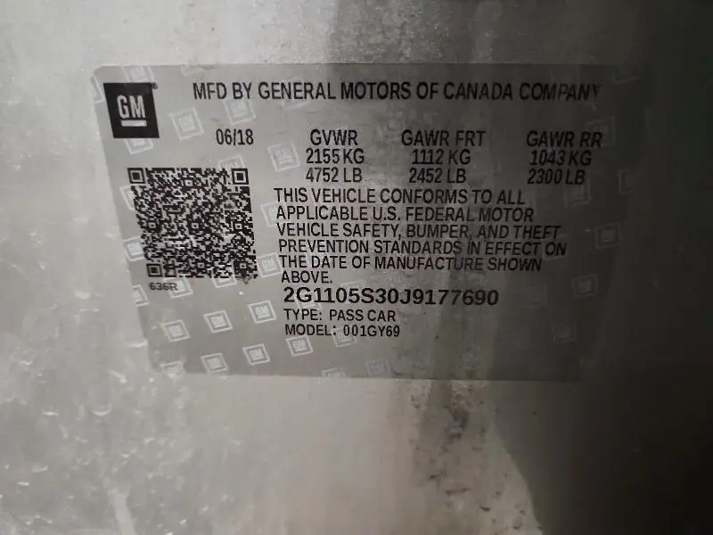 2018 CHEVROLET IMPALA LT  