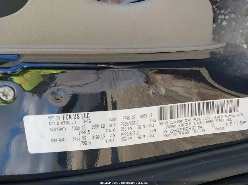 2016 CHRYSLER TOWN & COUNTRY TOURING