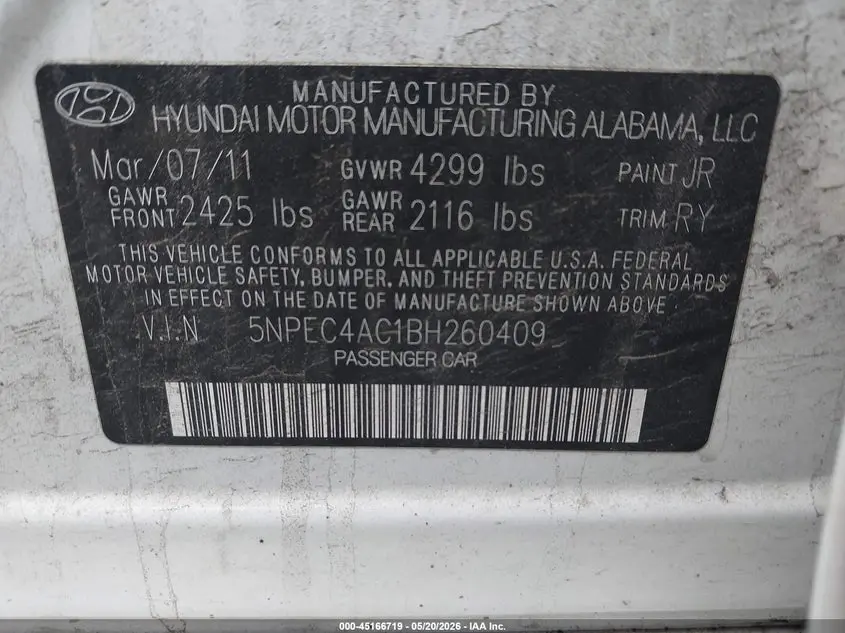 2011 HYUNDAI SONATA LIMITED