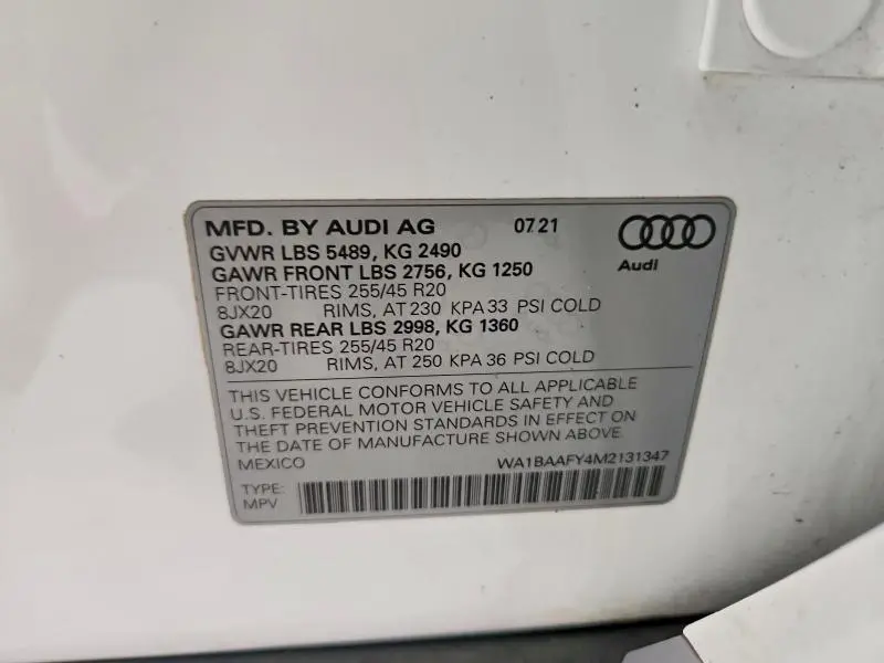 2021 AUDI Q5 PREMIUM PLUS  