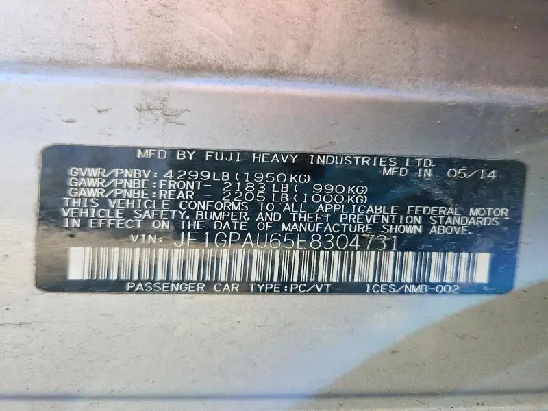 2014 SUBARU IMPREZA LS  