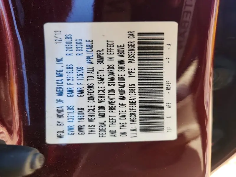 2014 HONDA ACCORD EXL  
