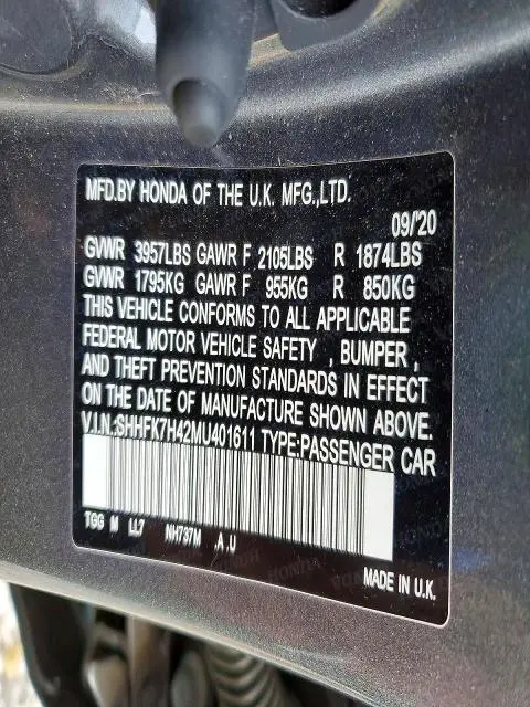 2021 HONDA CIVIC SPORT  