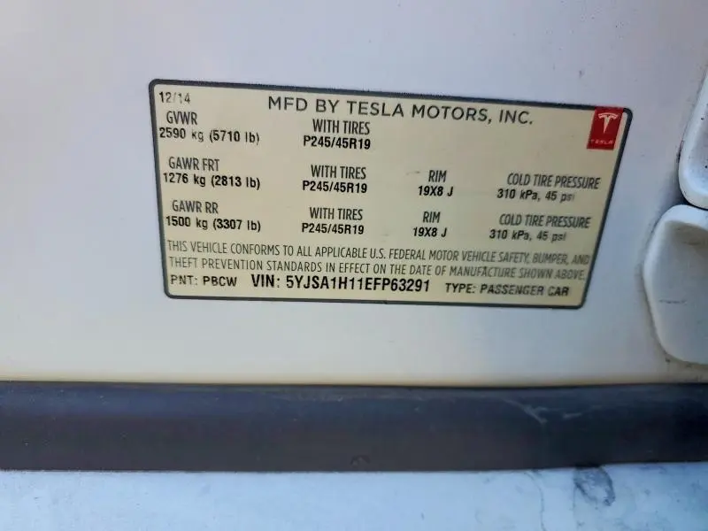 2014 TESLA MODEL S   