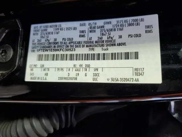 2019 FORD F150 SUPERCREW  