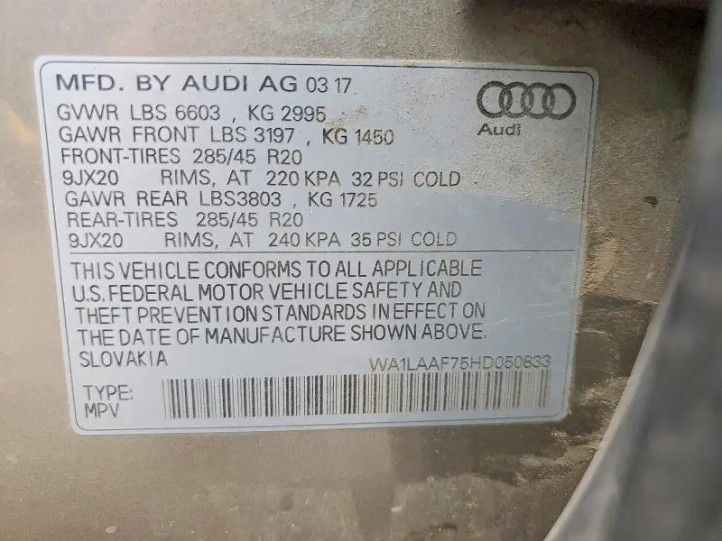 2017 AUDI Q7 PREMIUM PLUS  