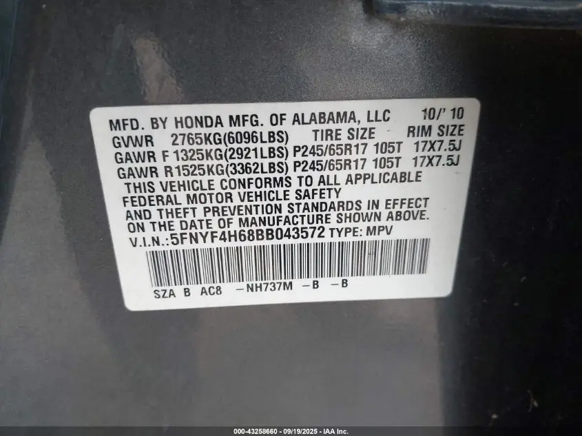 2011 HONDA PILOT EX-L