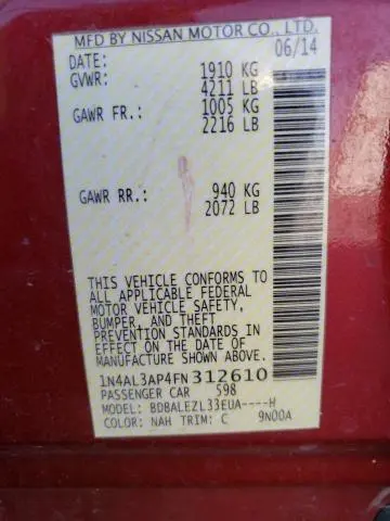2015 NISSAN ALTIMA 2.5  