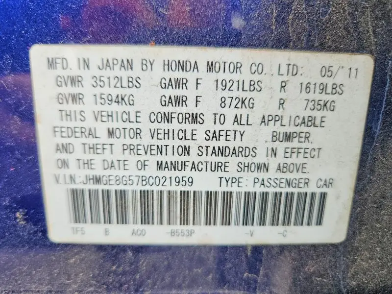 2011 HONDA FIT SPORT  