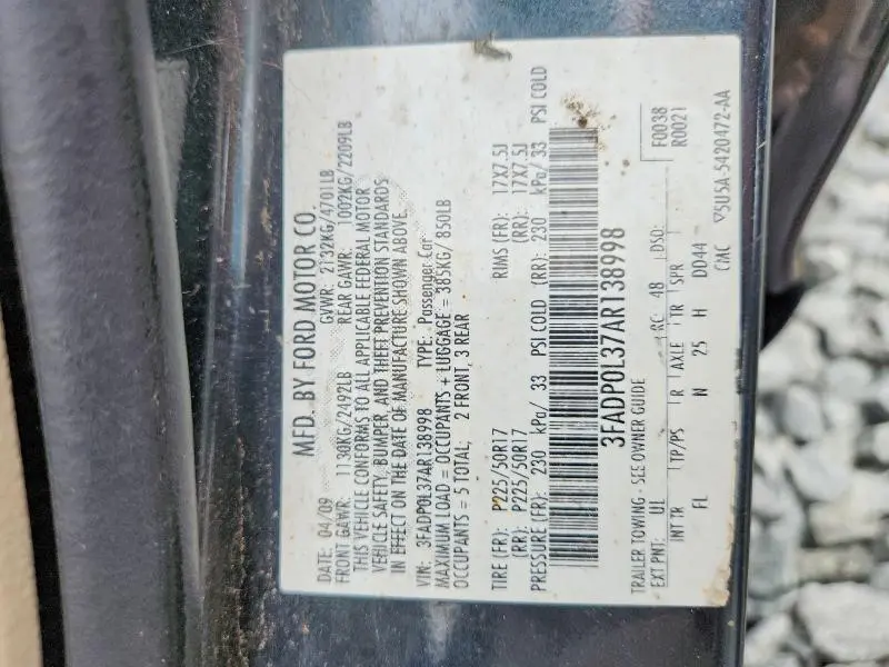 2010 FORD FUSION HYBRID  