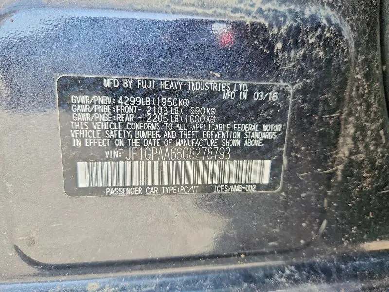 2016 SUBARU IMPREZA   