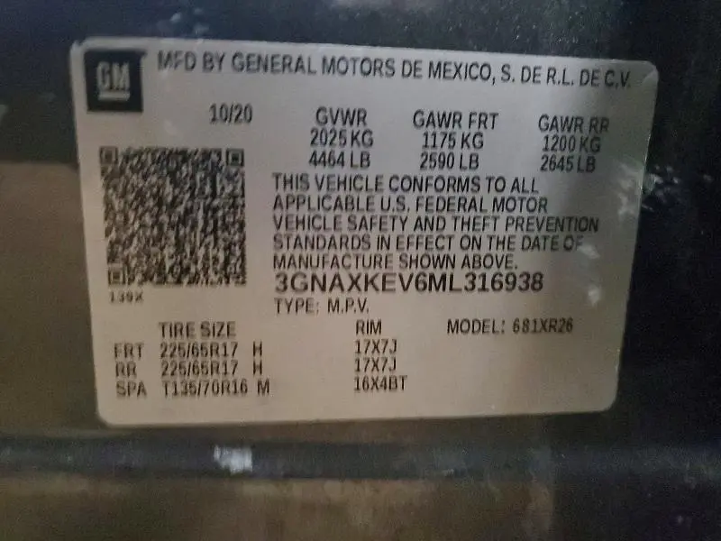 2021 CHEVROLET EQUINOX LT  