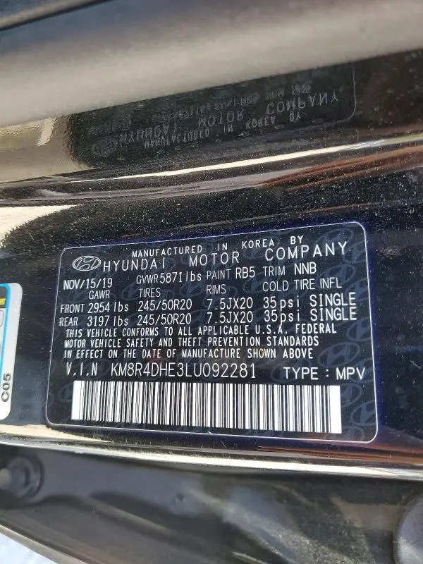 2020 HYUNDAI PALISADE SEL  