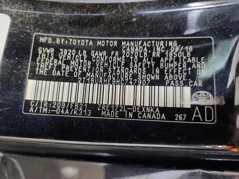 2017 TOYOTA COROLLA LE  