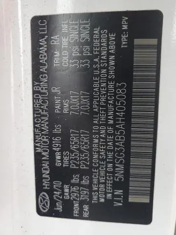 2010 HYUNDAI SANTA FE GLS  