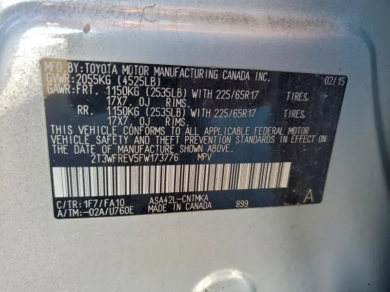 2015 TOYOTA RAV4 XLE  