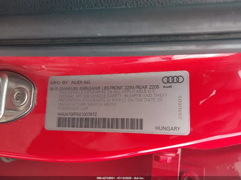 2016 AUDI A3 1.8T PREMIUM