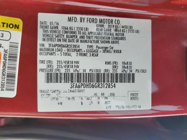 2016 FORD FUSION SE  